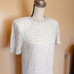 Brilliante by J.A White Vintage Sequin Beaded 80's Size Small Shoulder Pads Retr